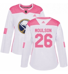 Womens Adidas Buffalo Sabres 26 Matt Moulson Authentic WhitePink Fashion NHL Jersey 