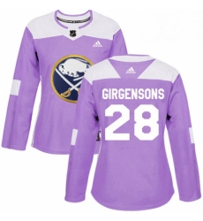 Womens Adidas Buffalo Sabres 28 Zemgus Girgensons Authentic Purple Fights Cancer Practice NHL Jersey 