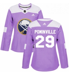 Womens Adidas Buffalo Sabres 29 Jason Pominville Authentic Purple Fights Cancer Practice NHL Jersey 