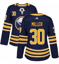 Womens Adidas Buffalo Sabres 30 Ryan Miller Authentic Navy Blue Home NHL Jersey 