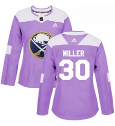 Womens Adidas Buffalo Sabres 30 Ryan Miller Authentic Purple Fights Cancer Practice NHL Jersey 