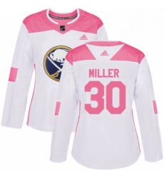 Womens Adidas Buffalo Sabres 30 Ryan Miller Authentic WhitePink Fashion NHL Jersey 