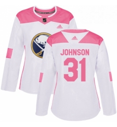 Womens Adidas Buffalo Sabres 31 Chad Johnson Authentic WhitePink Fashion NHL Jersey 