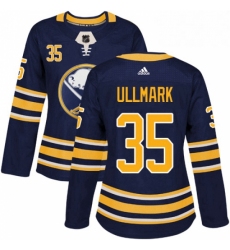 Womens Adidas Buffalo Sabres 35 Linus Ullmark Authentic Navy Blue Home NHL Jersey 