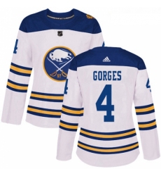 Womens Adidas Buffalo Sabres 4 Josh Gorges Authentic White 2018 Winter Classic NHL Jersey 