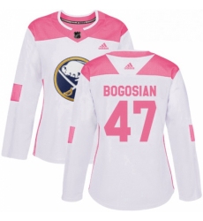 Womens Adidas Buffalo Sabres 47 Zach Bogosian Authentic WhitePink Fashion NHL Jersey 