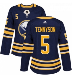 Womens Adidas Buffalo Sabres 5 Matt Tennyson Authentic Navy Blue Home NHL Jersey 