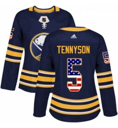 Womens Adidas Buffalo Sabres 5 Matt Tennyson Authentic Navy Blue USA Flag Fashion NHL Jersey 