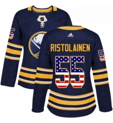 Womens Adidas Buffalo Sabres 55 Rasmus Ristolainen Authentic Navy Blue USA Flag Fashion NHL Jersey 