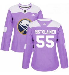 Womens Adidas Buffalo Sabres 55 Rasmus Ristolainen Authentic Purple Fights Cancer Practice NHL Jersey 