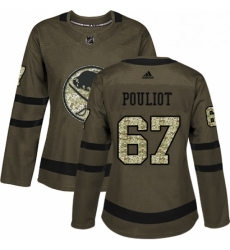 Womens Adidas Buffalo Sabres 67 Benoit Pouliot Authentic Green Salute to Service NHL Jersey 