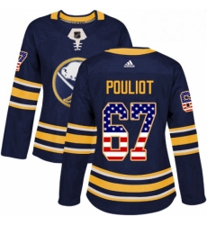 Womens Adidas Buffalo Sabres 67 Benoit Pouliot Authentic Navy Blue USA Flag Fashion NHL Jersey 