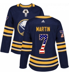Womens Adidas Buffalo Sabres 7 Rick Martin Authentic Navy Blue USA Flag Fashion NHL Jersey 