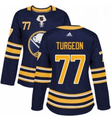 Womens Adidas Buffalo Sabres 77 Pierre Turgeon Authentic Navy Blue Home NHL Jersey 
