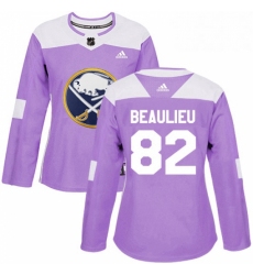Womens Adidas Buffalo Sabres 82 Nathan Beaulieu Authentic Purple Fights Cancer Practice NHL Jersey 
