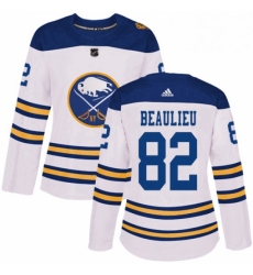 Womens Adidas Buffalo Sabres 82 Nathan Beaulieu Authentic White 2018 Winter Classic NHL Jersey 