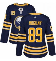 Womens Adidas Buffalo Sabres 89 Alexander Mogilny Authentic Navy Blue Home NHL Jersey 