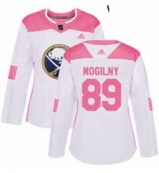 Womens Adidas Buffalo Sabres 89 Alexander Mogilny Authentic WhitePink Fashion NHL Jersey 