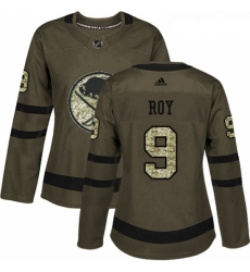 Womens Adidas Buffalo Sabres 9 Derek Roy Authentic Green Salute to Service NHL Jersey 