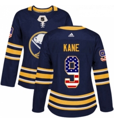 Womens Adidas Buffalo Sabres 9 Evander Kane Authentic Navy Blue USA Flag Fashion NHL Jersey 