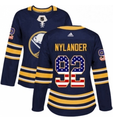 Womens Adidas Buffalo Sabres 92 Alexander Nylander Authentic Navy Blue USA Flag Fashion NHL Jersey 