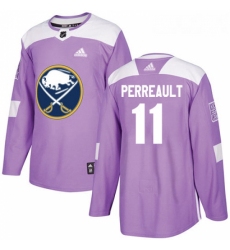 Youth Adidas Buffalo Sabres 11 Gilbert Perreault Authentic Purple Fights Cancer Practice NHL Jersey 