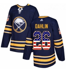 Youth Adidas Buffalo Sabres 26 Rasmus Dahlin Authentic Navy Blue USA Flag Fashion NHL Jersey 