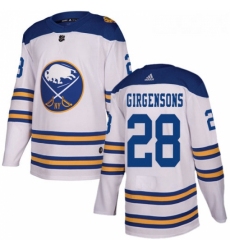 Youth Adidas Buffalo Sabres 28 Zemgus Girgensons Authentic White 2018 Winter Classic NHL Jersey 