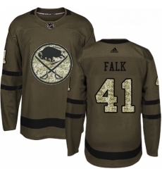 Youth Adidas Buffalo Sabres 41 Justin Falk Premier Green Salute to Service NHL Jersey 