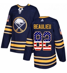 Youth Adidas Buffalo Sabres 82 Nathan Beaulieu Authentic Navy Blue USA Flag Fashion NHL Jersey 