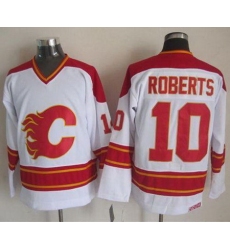 Calgary Flames  #10 Gary Roberts White CCM Throwback Stitched NHL Jersey