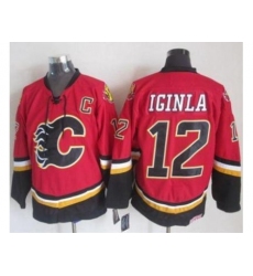 Calgary Flames #12 Jarome Iginla Red Black CCM Throwback Stitched NHL Jersey