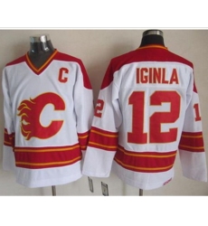 Calgary Flames  #12 Jarome Iginla White CCM Throwback Stitched NHL Jersey