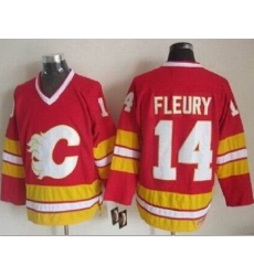 Calgary Flames  #14 Theoren Fleury Red CCM Throwback Stitched NHL Jersey