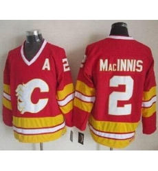 Calgary Flames #2 Al MacInnis Red CCM Throwback Stitched NHL Jersey