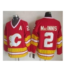 Calgary Flames #2 Al MacInnis Red CCM Throwback Stitched NHL Jersey