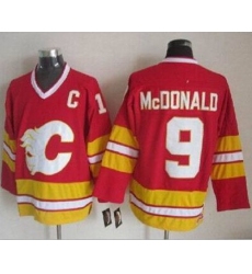 Calgary Flames #9 Lanny McDonald Red CCM Throwback Stitched NHL Jersey