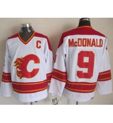 Calgary Flames #9 Lanny McDonald White CCM Throwback Stitched NHL Jersey