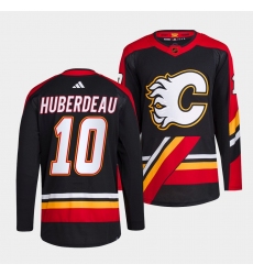 Men Calgary Flames 10 Jonathan Huberdeau Black 2022 23 Reverse Retro Stitched Jersey