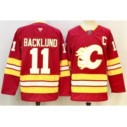 Men Calgary Flames 11 Mikael Backlund Red 2024 25 Home Stitched Hockey Jersey