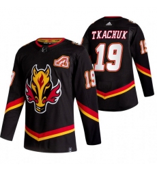 Men Calgary Flames 19 Matthew Tkachuk Black Adidas 2020 21 Reverse Retro Alternate NHL Jersey