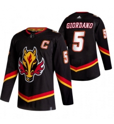 Men Calgary Flames 5 Mark Giordano Black Adidas 2020 21 Reverse Retro Alternate NHL Jersey