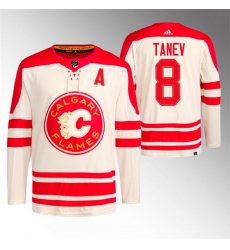 Men Calgary Flames 8 Chris Tanev 2023 Cream Heritage Classic Primegreen Stitched Jersey