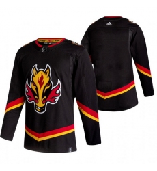 Men Calgary Flames Blank Black Adidas 2020 21 Reverse Retro Alternate NHL Jersey