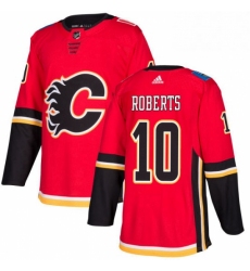 Mens Adidas Calgary Flames 10 Gary Roberts Authentic Red Home NHL Jersey 