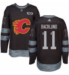 Mens Adidas Calgary Flames 11 Mikael Backlund Authentic Black 1917 2017 100th Anniversary NHL Jersey 