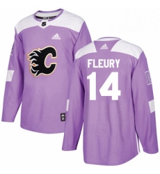 Mens Adidas Calgary Flames 14 Theoren Fleury Authentic Purple Fights Cancer Practice NHL Jersey 