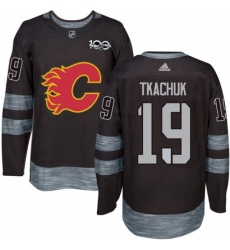 Mens Adidas Calgary Flames 19 Matthew Tkachuk Authentic Black 1917 2017 100th Anniversary NHL Jersey 