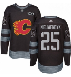 Mens Adidas Calgary Flames 25 Joe Nieuwendyk Authentic Black 1917 2017 100th Anniversary NHL Jersey 