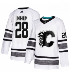 Mens Adidas Calgary Flames 28 Elias Lindholm White 2019 All Star Game Parley Authentic Stitched NHL Jersey 